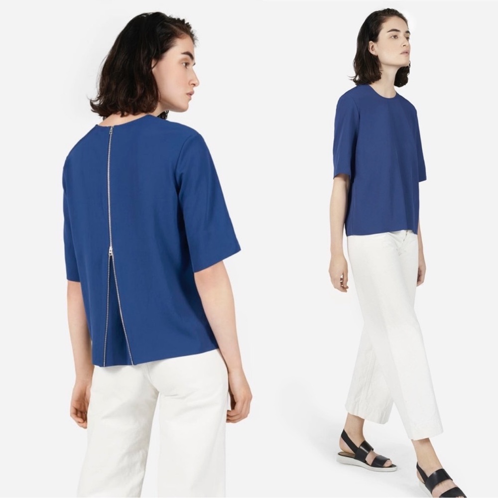Everlane The Japanese GoWeave Back Zip Top Blue Size 00